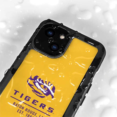 LSU Tigers Baton Rouge Yellow iPhone 15 Plus Waterproof Case